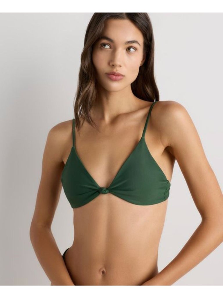 Nwt Quince Green Italian Knotted Triangle Bikini Top - Size: Large